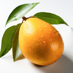 Wall Mural - Fresh and juicy mango on white background