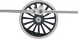 © Butterfly2023 - Illustration of the locomotive wheel. Illustration of an old train wheel on a white background