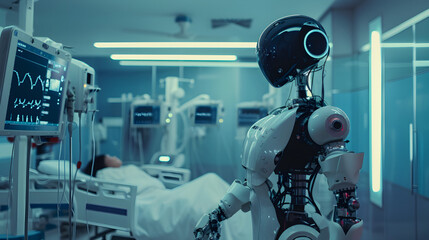 futuristic medical healthcare robot in the hospital