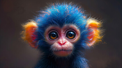 Wall Mural - detailed illustration of a print of colorful baby monkey