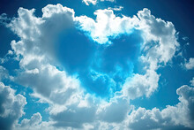 Heart Shaped Cloud On  Blue Sky