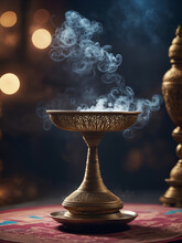 Golden Goblet With Incense Smoke