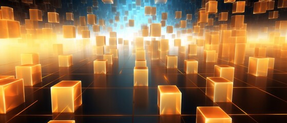 Wall Mural - futuristic glowing cubes - abstract technological background for modern designs