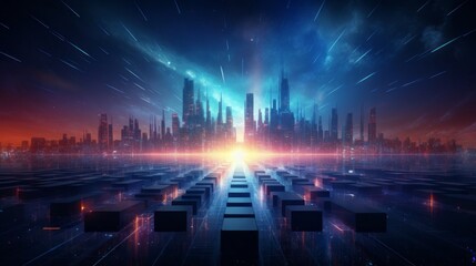Wall Mural - dynamic futuristic tech particles: abstract background illustrating the evolving landscape of techno