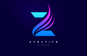 Wall Mural - letter z swoosh alphabet logo design with creative swoosh shapes for personal or business vector in 