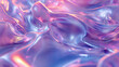 Abstract iridescent holo wavy background in purple and pink hues with a silky texture and soft light reflections