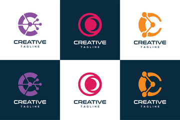 Wall Mural - Set of geometric abstract shapes icon. Simple creative logo design inspiration