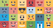 Emotional regulation with various facial expressions in outline collection, svg.