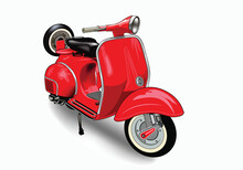 Scooter Red Vector Illustration With Isolated On White Background.