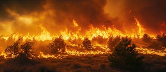 Poster - Wildfire destroys all in its path, an ecological concern.