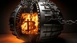 Burning bitcoin, potential influence of cryptocurrency on financial systems and failures, banner