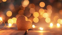 Love In The Air: Romantic Bokeh Lights, Golden Hearts, And Candle Glow	