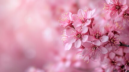 Wall Mural - Cherry blossom flowers on pastel colored background