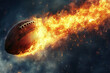 © zgurski1980 - American football flying like a comet with trail of fire and smoke on night sky blue background
