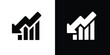 Low growth graph icon on black and white 