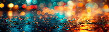 Rain Shower With Bokeh Effect Using Abstract Elements To Convey Rain Background.