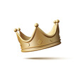 3D realistic render Crown Icon in trendy cartoon style isolated on white background.