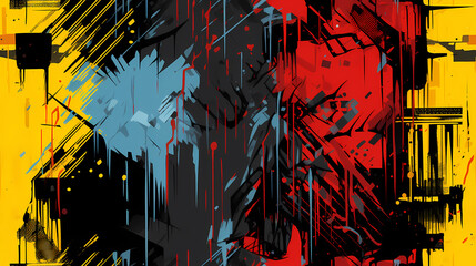Wall Mural - abstract motley bright wave colorful glitches of painted design background image