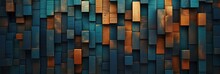 The Background Is A Square Wooden Mosaic Pattern Arranged In A 3D Style