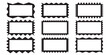 © Creativus Illustria - Torn shape pieces set. Set of black jagged paper square. Zig zag edge rectangle shape collection. Jagged rectangular elements set.