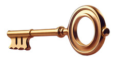 Golden Key In Keyhole Isolated On Transparent Backgorund