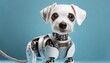 robot dog pet on light blue background