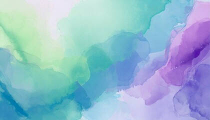 Wall Mural - abstract colorful watercolor paint pastel tone blue green violet purple background with liquid fluid texture for background banner