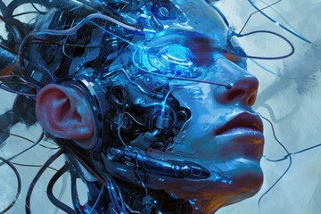 Poster - Cyborg, conceptual illustration, conceptual illustration artwork