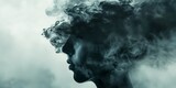 Fototapeta  - Double exposure abstract background of woman face and smokes. Mental health, depression, stress, overwork, anxiety issues concept