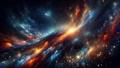 Wall Mural - vivid depiction of a cosmic galaxy with dynamic swirls of color, light and stardust in dark space. c