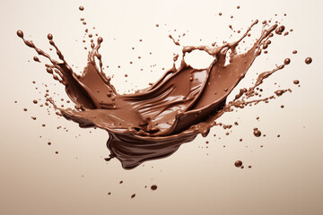 Wall Mural - chocolate splash isolated on beige background
