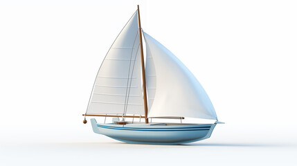 Sticker - 3D animated wooden sailing boat isolated in white background