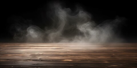 Wall Mural - An empty room with wooden floor and smoke effect. generative ai