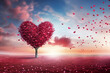 love heart Tree in the sky for valentine's day, mother's day or romantic confessions propose of Love, Generative AI