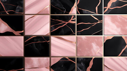 Wall Mural - Rose gold Square shaped seamless marble pattern