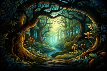 Wall Mural - Whispering enchanted forests, where the trees share secrets and ancient wisdom - Generative AI