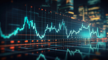 3D rendering of stock market financial graph on digital screen. Business and finance concept.