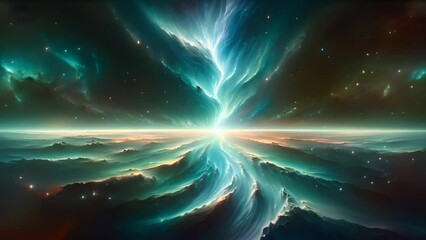 Wall Mural - Starry night cosmos Colorful nebula cloud in space galaxy video

