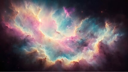 Wall Mural - Starry night cosmos Colorful nebula cloud in space galaxy video

