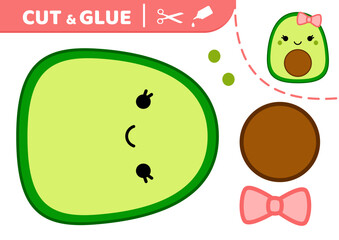 Wall Mural - Avocado girl. Squishmallow. Cut and glue. Applique. Paper game. Avocado. Kawaii vector