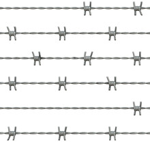 Seamless Background Barbed Wires Set. Protective Boundary.