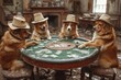 © Александр Лобач - A group of dogs in hats sit at a table and play poker. Casino