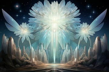 Canvas Print - luminescent moonstone crystals, radiating with otherworldly energy - generative ai
