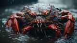 Fototapeta Paryż - Bering Sea Fishing Expedition Captures the Essence of Adventure, Showcasing the Harvest of Large Red Crabs