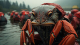 Fototapeta Paryż - Bering Sea Fishing Expedition Captures the Essence of Adventure, Showcasing the Harvest of Large Red Crabs