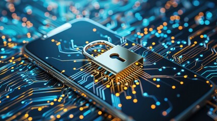 The lock is on the phone as a symbol for saving data