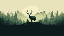 Copy Space, Vector Illustration, Forest Silhouette In The Shape Of A Wild Animal Wildlife And Forest Conservation Concept. Beautiful Design For Wildlife Preservation, Environmental Awareness. Nature C