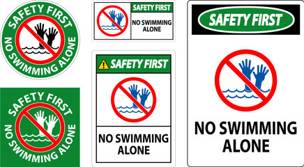 Poster - Pool Safety First Sign, No Swimming Alone