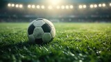 Fototapeta Sport - Soccer Ball on Lush Green Field
