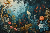 Fototapeta Las - Enchanted dream gardens, blooming with fantastical flora and magical creatures - Generative AI